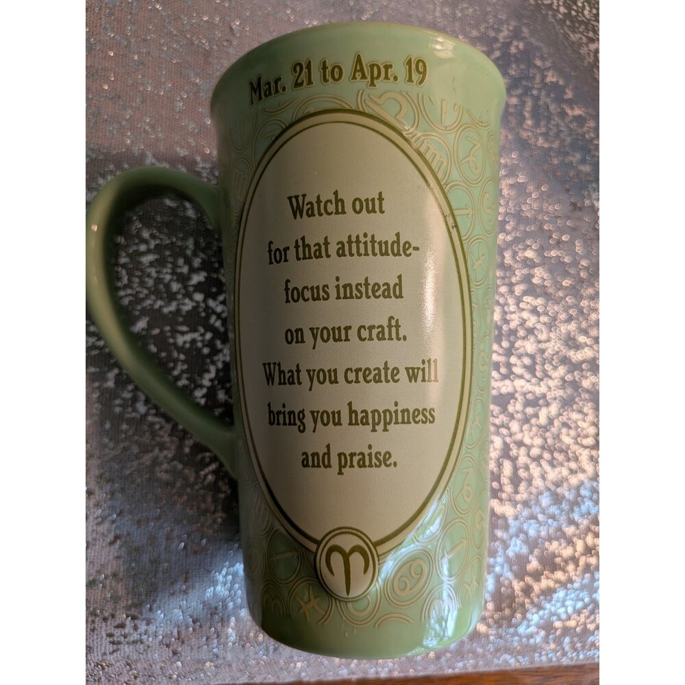 Disney Aries Tinkerbell Zodiac Signs 16oz. Green Coffee Mug Peter Pan - Picture 4 of 8